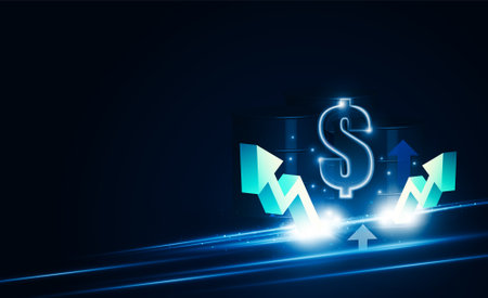 Abstract Lightning oil and dollar up out technology background Hitech communication concept innovation background,  vector designのイラスト素材