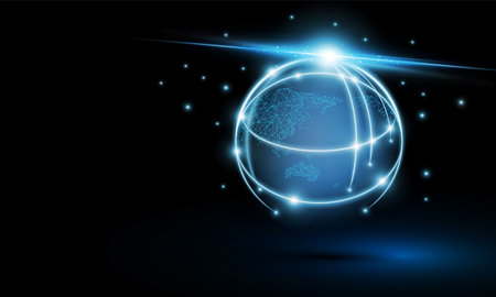 Global network connection. World map point and line composition concept of global business Hitech communication innovation background, vector designのイラスト素材