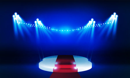 blue lights on the stage light floodlights vector design.のイラスト素材