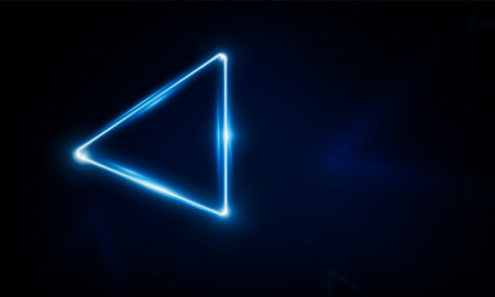 Abstract Key Door open Light out technology and with neon triangles. Hitech communication concept innovation background,  vector designのイラスト素材