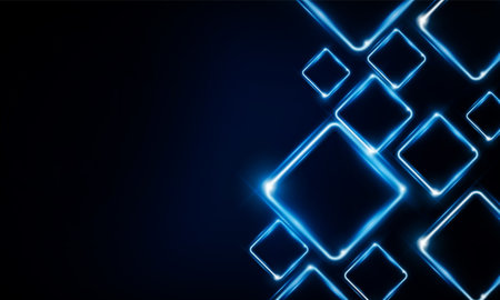 Abstract Light out technology and with neon square of Gameplay. Hitech communication concept innovation background,  vector designのイラスト素材