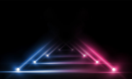 Colorful lights on the stage light floodlights vector design.のイラスト素材