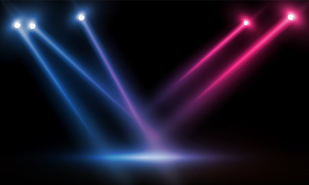 Colorful lights on the stage light floodlights vector design.のイラスト素材