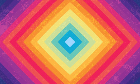 Sunset of Summer smooth rainbow art square vintage background vector design.のイラスト素材