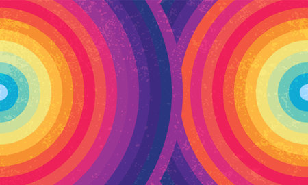 Sunset of Summer smooth rainbow art circle vintage background vector design.のイラスト素材
