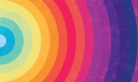 Sunset of Summer smooth rainbow art circle vintage background vector design.のイラスト素材