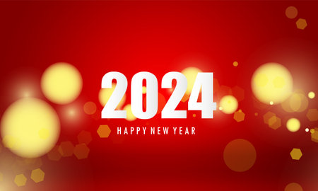 Abstract Red background bokeh light for vector magic holiday happy new year 2024 poster designのイラスト素材
