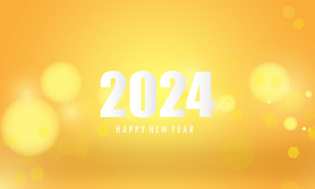 Abstract gold color background bokeh light for vector magic holiday happy new year 2024 poster designのイラスト素材