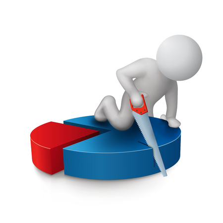 person distributes a chart areas, isolated on white backgroundの写真素材