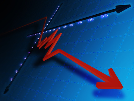 The red arrow shows the fall scheduleの写真素材