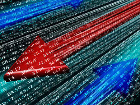 The arrow indicates the direction of movement of numbersの写真素材