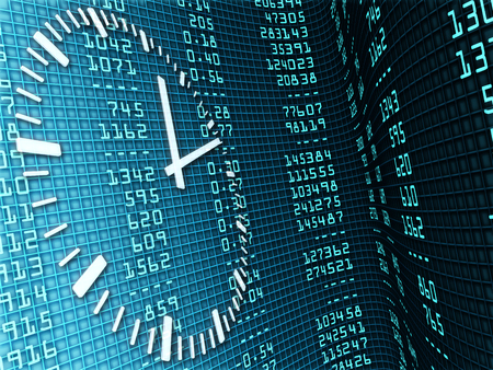 the illustration shows a spreadsheet showing the time and captured dataの写真素材