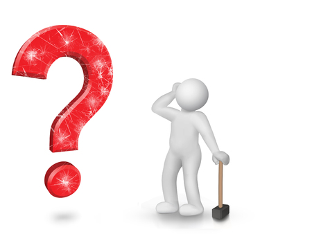 question mark indicates that a person can not solve the problemの写真素材