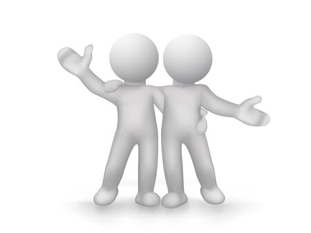 two silhouette isolated on white background singing and having funの写真素材