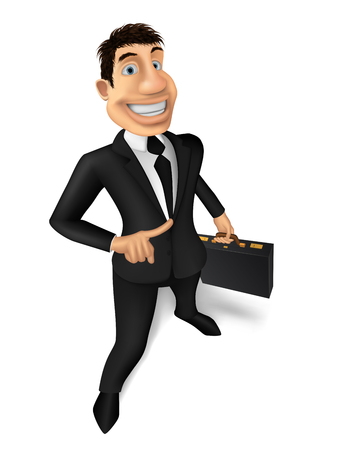 young businessman in a black suit with a diplomat in the hands of smilesの写真素材