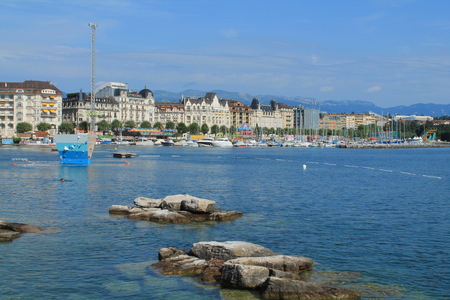 Geneva and Lake, Switzerlandの写真素材