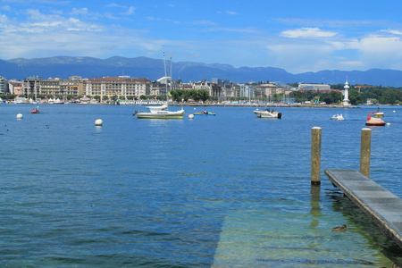 Geneva and Lake, Switzerlandのeditorial素材