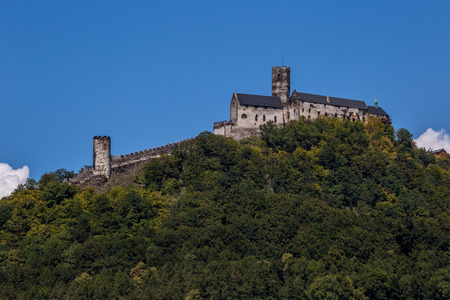 Dominance of the Czech Lands - Velky Bezdez Hill with the ruins of a remarkable royal castle from the 2nd half of the 13th century built by PÅemysl Otakar II.のeditorial素材