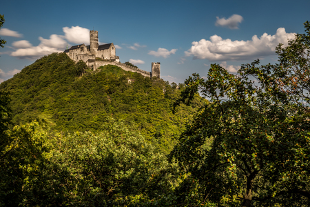 Dominance of the Czech Lands - Velky Bezdez Hill with the ruins of a remarkable royal castle from the 2nd half of the 13th century built by PÅemysl Otakar II.のeditorial素材