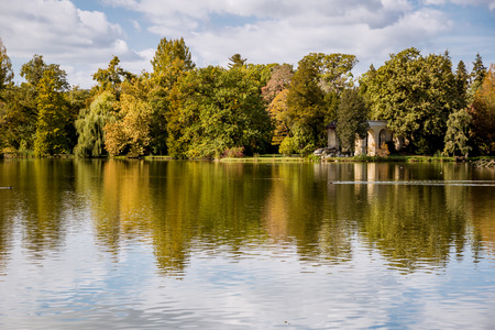 Lednice castle with monumental garden English park. Cultural landscape of Lednice-Valtice. South Moravia, Czech Republic. UNESCO World Heritageのeditorial素材