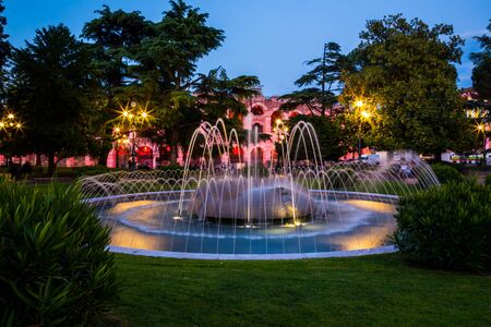The Fountain in Piazza Bra - Verona, Italyの写真素材