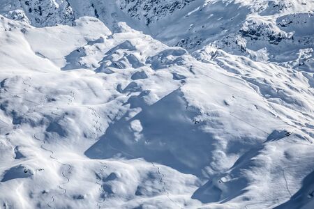Snowy winter French Alps, ski resort Flaine, Grand Massif area within sight of Mont Blanc, Haute...