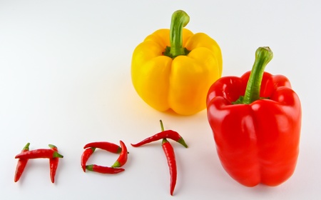Kind of chillis with hot word which were got from the market in Bangkok, Thailandの写真素材