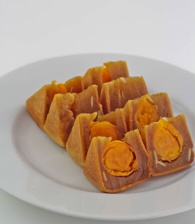 Mooncake which was got from the market in Bangkok, Thailandの写真素材