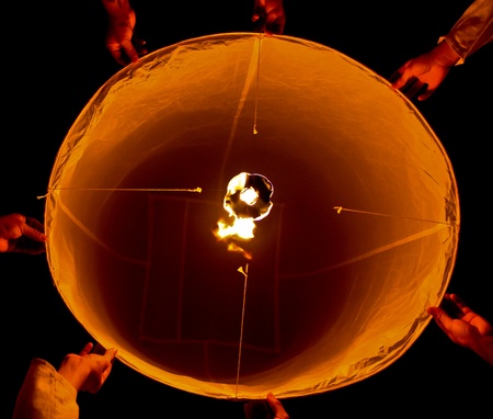 Yeepeng festival at the North of Thailandの写真素材