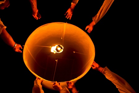 Yeepeng festival at the North of Thailandの写真素材