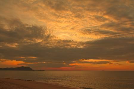 Sunset at the beach in Thailandの写真素材