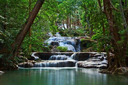 Waterfall at Kanchanaburi in Thailandの写真素材