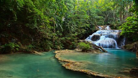 Waterfall at Kanchanaburi in Thailandの写真素材