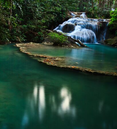 Waterfall at Kanchanaburi in Thailandの写真素材