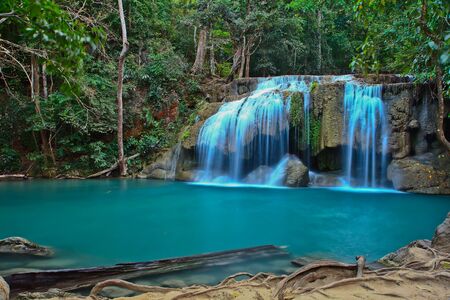 Waterfall at Kanchanaburi in Thailandの写真素材