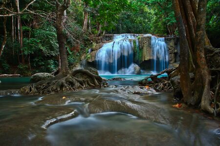 Waterfall at Kanchanaburi in Thailandの写真素材