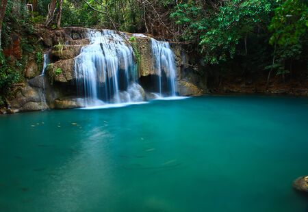 Waterfall at Kanchanaburi in Thailandの写真素材