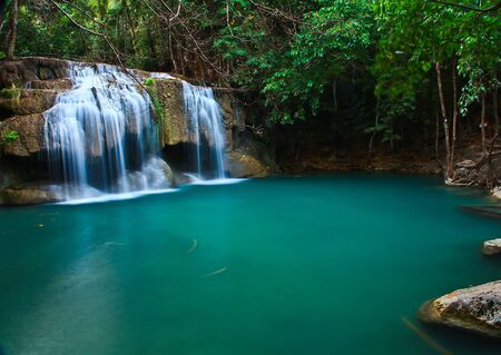 Waterfall at Kanchanaburi in Thailandの写真素材