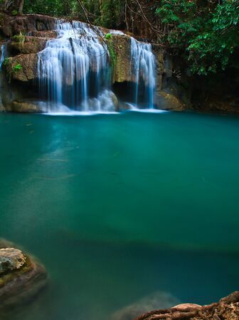 Waterfall at Kanchanaburi in Thailandの写真素材