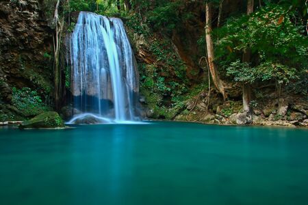 Waterfall at Kanchanaburi in Thailandの写真素材