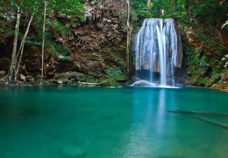 Waterfall at Kanchanaburi in Thailandの写真素材