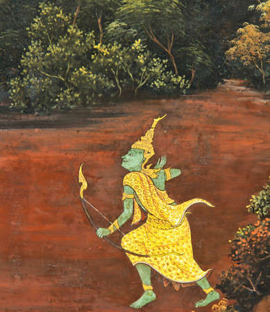 Mural painting at Wat Phra Kaew in Thailandの写真素材