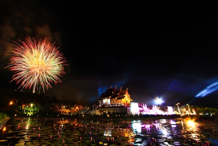 fireworks Horkumluang in Chiang Mai Province Thailand の写真素材