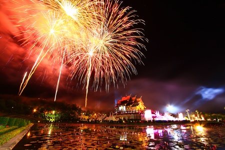 fireworks Horkumluang in Chiang Mai Province Thailand の写真素材
