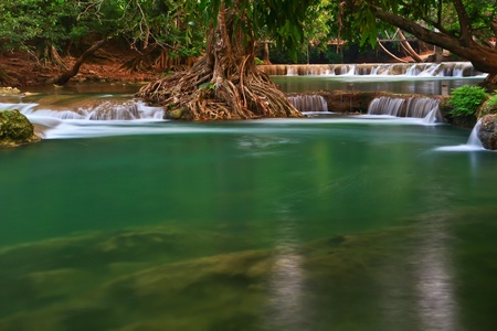 waterfall in the forest in thailandの写真素材