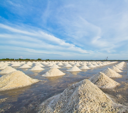 sunset at salt pan の写真素材