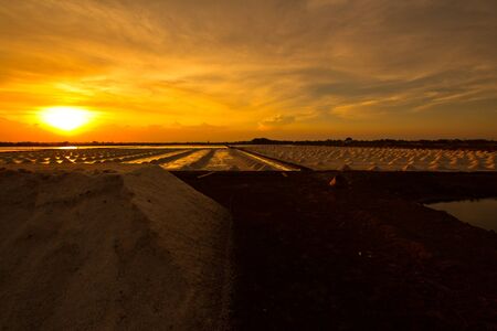 sunset at salt pan の写真素材