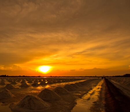 sunset at salt pan の写真素材