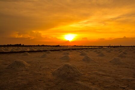 sunset at salt pan の写真素材