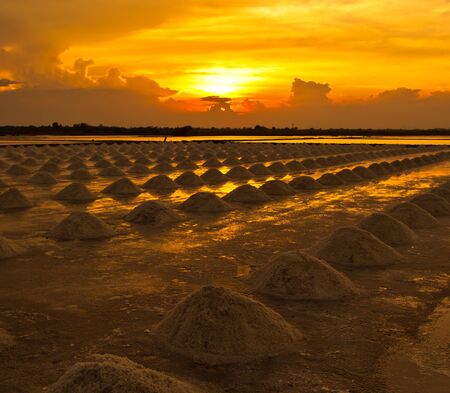 sunset at salt pan の写真素材